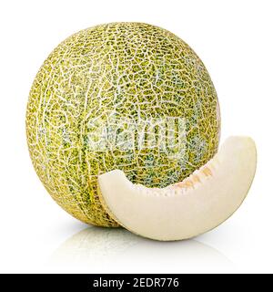 Ripe melon with slice isolated on white background Stock Photo