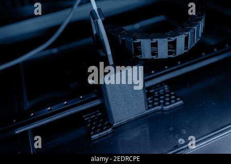 3D printer with nylon and plastic printing, model plate. Stock Photo