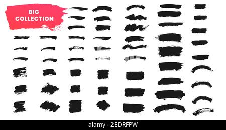 Brush strokes collection. Vector paintbrush set. Grunge ink texture elements Stock Vector