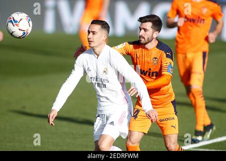 Lucas Vazquez of Real Madrid and Jose Gaya of Valencia during the Spanish championship La Liga football match between Real Madr / LM Stock Photo