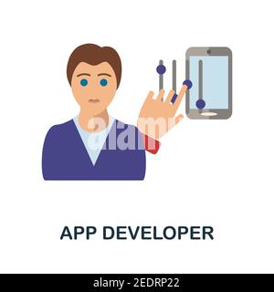 App Developer flat icon. Color simple element from freelance collection. Creative App Developer icon for web design, templates, infographics and more Stock Vector