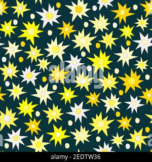 Stylized starry night sky with doodle stars Stock Vector