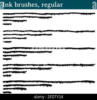 20 brushes for Illustrator made from ink strokes with which to give a handcrafted feel to your vector works. They are five different strokes, and of e Stock Vector