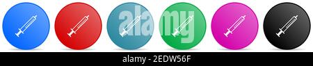 Medicine vector icons, set of circle gradient buttons in 6 colors options for webdesign and mobile applications Stock Vector