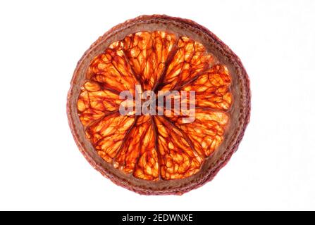 slice of dried orange on white background Stock Photo