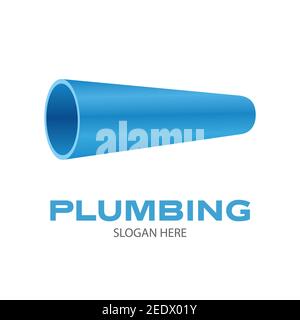 Plumbing company logo. Water pipe symbol on white background. Vector illustration design. Stock Vector