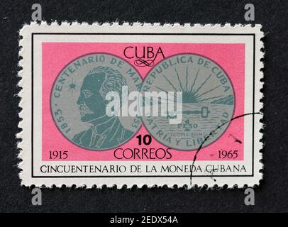 Old vintage Cuban postal stamps Stock Photo