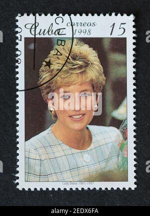 Princess Diana, Old Vintage Cuban Postage Stamp. Stock Photo