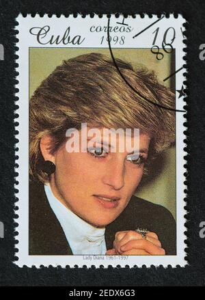 Princess Diana, Old Vintage Cuban Postage Stamp. Stock Photo