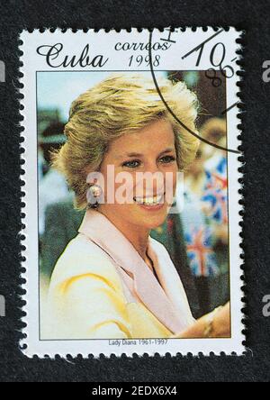 Princess Diana, Old Vintage Cuban Postage Stamp. Stock Photo