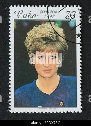 Princess Diana, Old Vintage Cuban Postage Stamp. Stock Photo