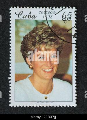 Princess Diana, Old Vintage Cuban Postage Stamp. Stock Photo