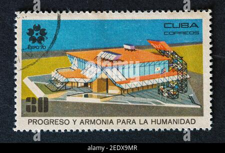 Old vintage Cuban postal stamps Stock Photo