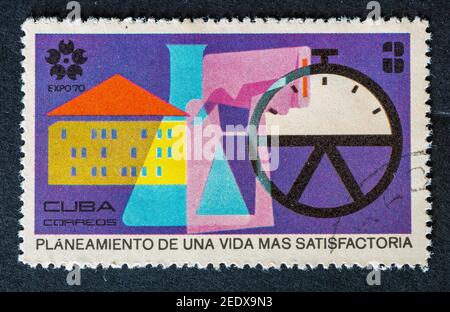 Old vintage Cuban postal stamps Stock Photo