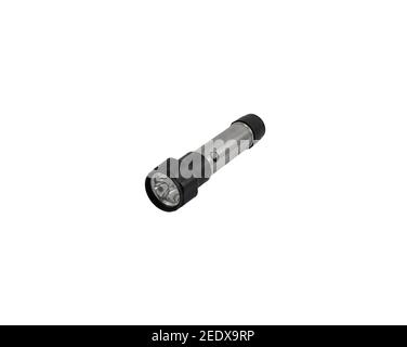 Smaller flashlight with metal body and plastic bulb head Stock Photo