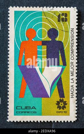 Old vintage Cuban postal stamps Stock Photo