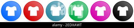 Shirt vector icons, set of circle gradient buttons in 6 colors options for webdesign and mobile applications Stock Vector