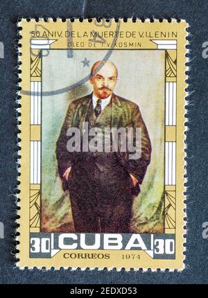 Old vintage Cuban postal stamps Stock Photo