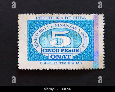 Old vintage Cuban postal stamps Stock Photo