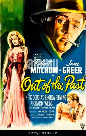 OUT OF THE PAST aka Build My Gallows High 1947 RKO Radio Pictures film with Robert Mitchum and Jane Greer Stock Photo