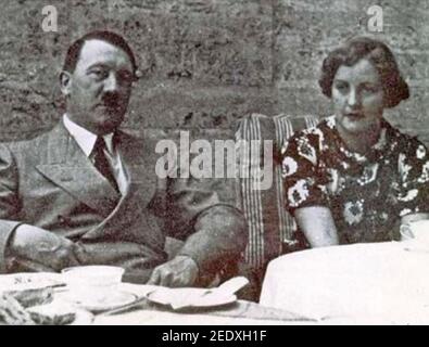 UNITY MITFORD (1914-1948) British socialite with Adolf Hitler in Bayreuth in 1936 Stock Photo