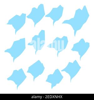 Set of blue speech bubbles. Cartoon Vector illustration. Isolated on transparent white background. Hand draw style, dialog clouds. Stock Vector