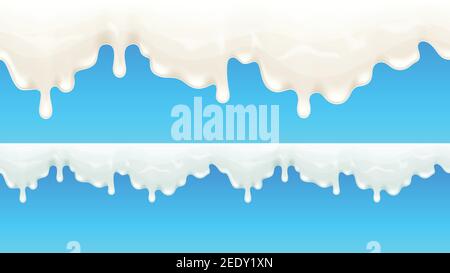 Dripping milk background with smart transparencies. Vector illustration. Stock Vector