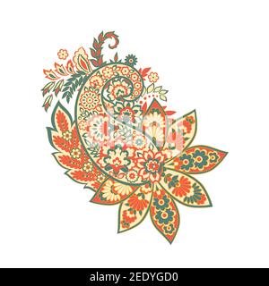 Paisley isolated. Card with paisley isolated for design. Floral vector pattern. Embroidery floral vector pattern Stock Vector