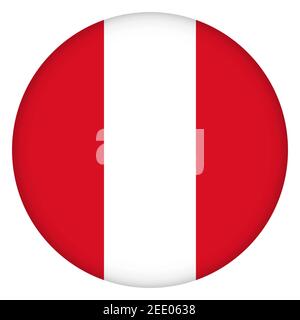 Flag of Peru round icon, badge or button. Peruvian national symbol. Template design, vector illustration. Stock Vector
