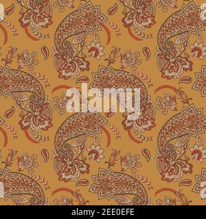 Seamless pattern with paisley ornament. Ornate floral decor. Vector illustration Stock Vector