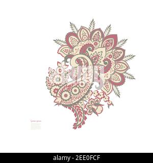 Paisley isolated. Card with paisley isolated for design. Floral vector pattern. Embroidery floral vector pattern. Stock Vector