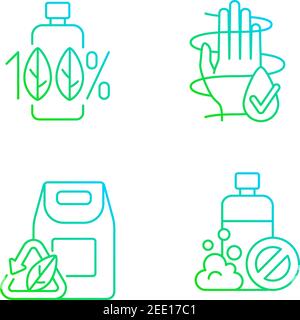 Natural cosmetics gradient linear vector icons set Stock Vector