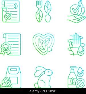 Natural cosmetics gradient linear vector icons set Stock Vector