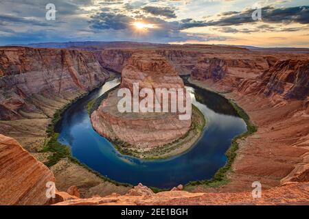 Horseshoe bend seen from the lookout point, Arizona, United States Stock Photo