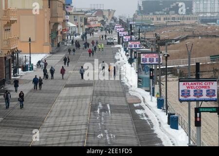 Atlantic City, New Jersey, USA. 14th Feb, 2021. An overall view of The Atlantic City Boardwalk on Valentines Day during a pandemic in Atlantic City, New Jersey. Mandatory credit: Kostas Lymperopoulos/CSM/Alamy Live News Stock Photo