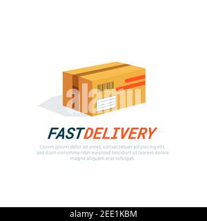 Parcel icon. Delivery box, cardboard flat style colored icon on white background. Post services, delivery. Vector illustration Stock Vector