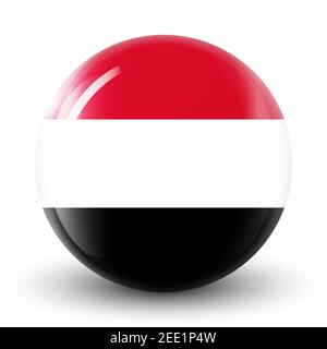 Glass light ball with flag of Yemen. Round sphere, template icon. National symbol. Glossy realistic ball, 3D abstract vector illustration highlighted Stock Vector