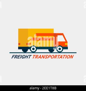 Freight transportation concept. Cargo Logistic service. Flat style Truck icon on a light background. Fast Shipping by car or truck. Express delivery. Stock Vector