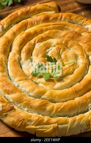 Homemade Spinach and Feta Spanakopita Swirl Ready to Eat Stock Photo