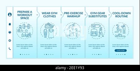Home physical training tips onboarding vector template Stock Vector