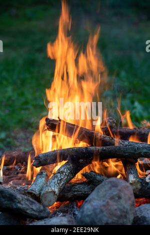 Close of a picture perfect campfire. Stock Photo
