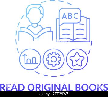Reading original books concept icon Stock Vector