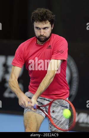 Sofia, Bulgaria - 10 November, 2020: France's Gilles Simon in action against Slovakia's Andrej Martin during the ATP 250 Sofia Open qualifications. Stock Photo