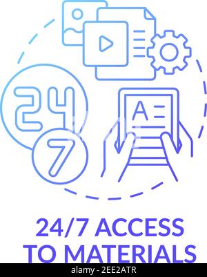 24 to 7 access to materials concept icon Stock Vector