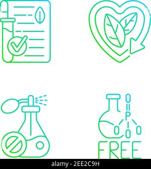Natural cosmetics gradient linear vector icons set Stock Vector