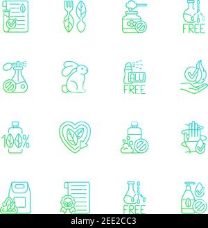 Natural cosmetic gradient linear vector icons set Stock Vector