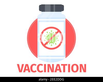 Coronavirus vaccine vial. Vaccination against Covid-19. Middle East Respiratory Syndrome. Vector illustration Stock Vector