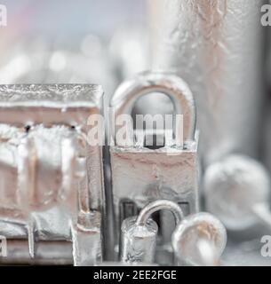 Close up image of a circuit board painted silver Stock Photo
