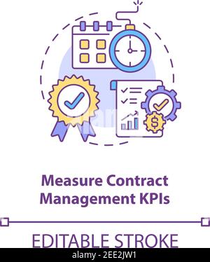Measure contract management kpis concept icon Stock Vector