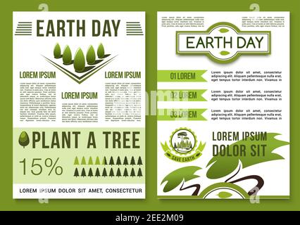 Posters set of Earth Day , brochure, flyer templates. Eco abstract ...